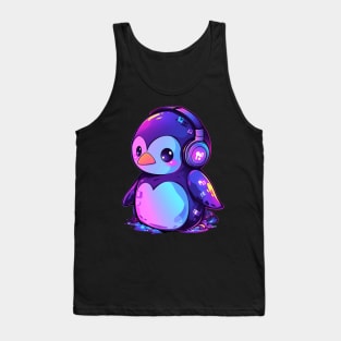 Cute Penguin With Headphones Tank Top